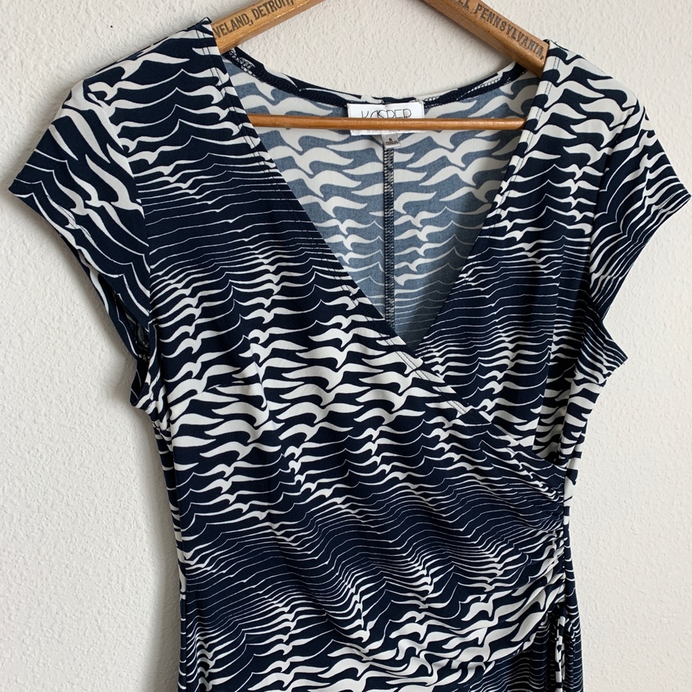 Vintage Kasper Birds Print Wrap Cinch Waist Dress - Picture 5 of 8